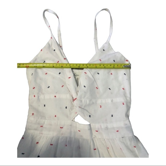 Jessica Simpson white fit and flare cutout dotted cotton mini dress size XS new - Picture 13 of 13